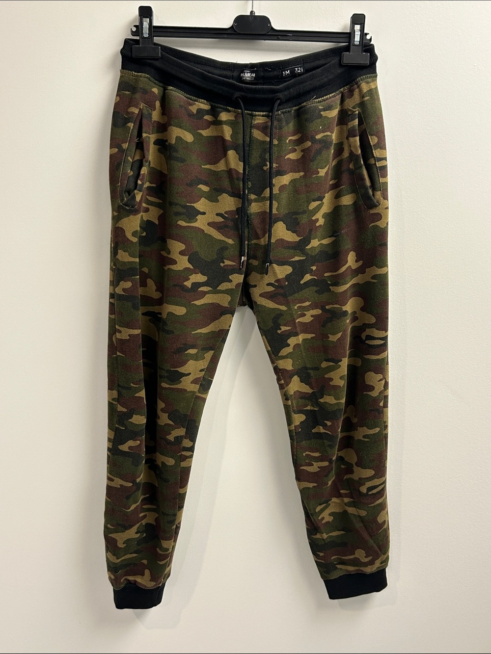 Pull&Bear Camo Drawstring Joggers - Green & Brown